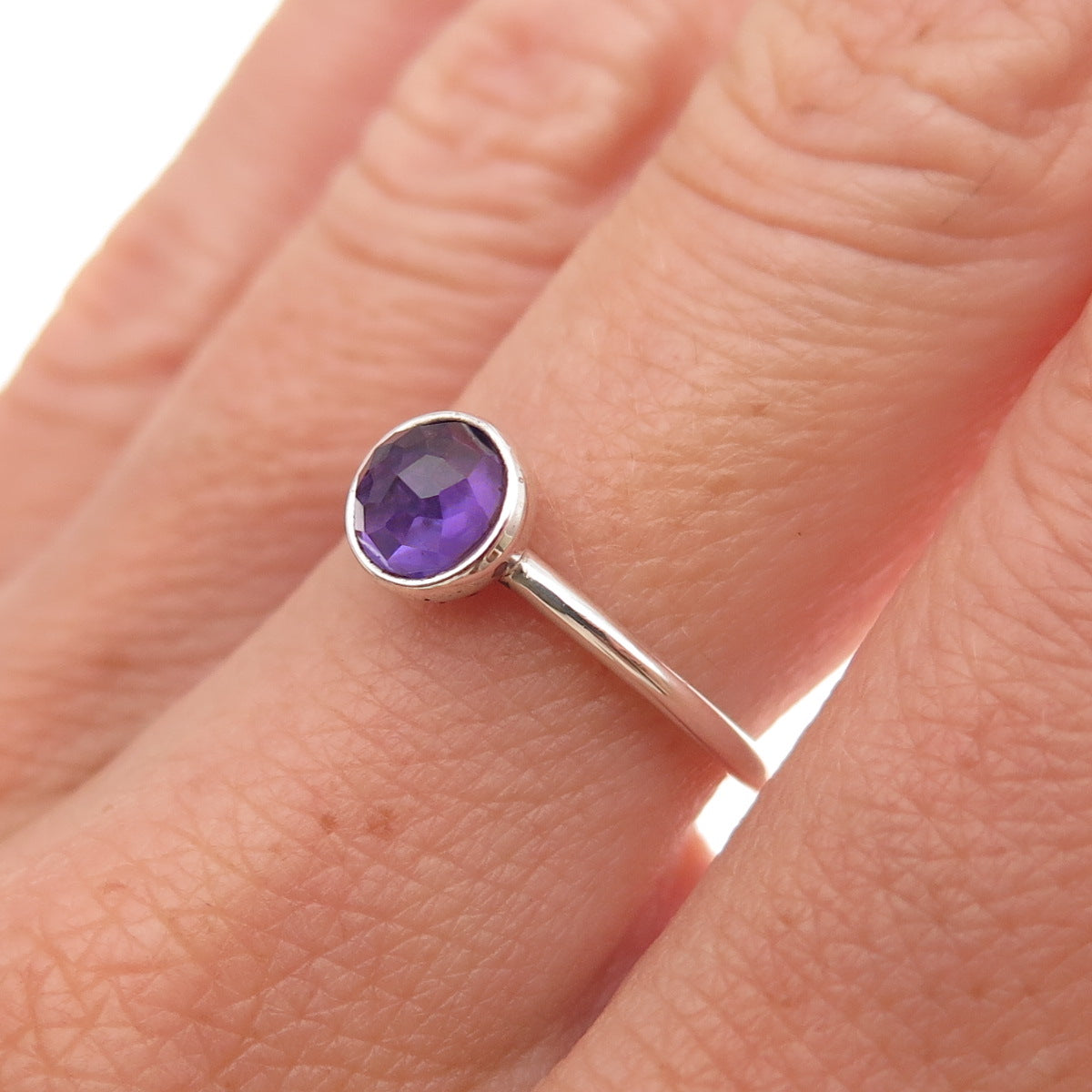 Pandora 925 Sterling Silver Real Amethyst February Birthday Blooms Ring Size 6