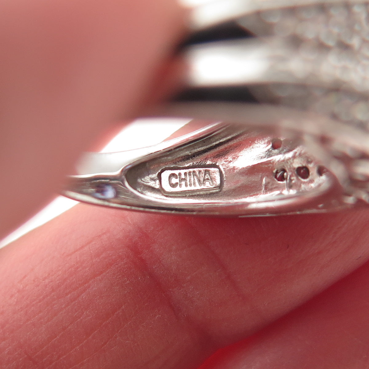 925 Sterling Silver Blue & White C Z Teardrop Ring Size 6