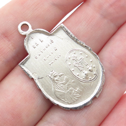 925 Sterling Silver Antique St. Mary St. Christopher & Jesus Medal Charm Pendant