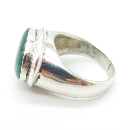 925 Sterling Silver Vintage Real Malachite Gemstone Ring Size 7