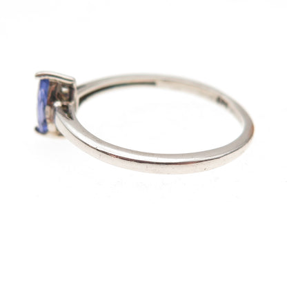 Chuck Clemency 925 Sterling Silver Real Marquise-Cut Tanzanite Ring Size 8.25
