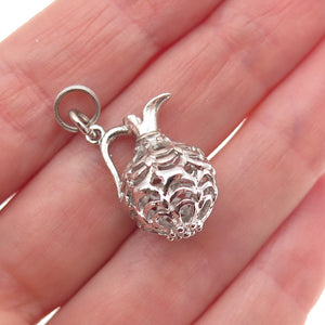 925 Sterling Silver Vintage Ornate Jug 3D Mini Charm Pendant