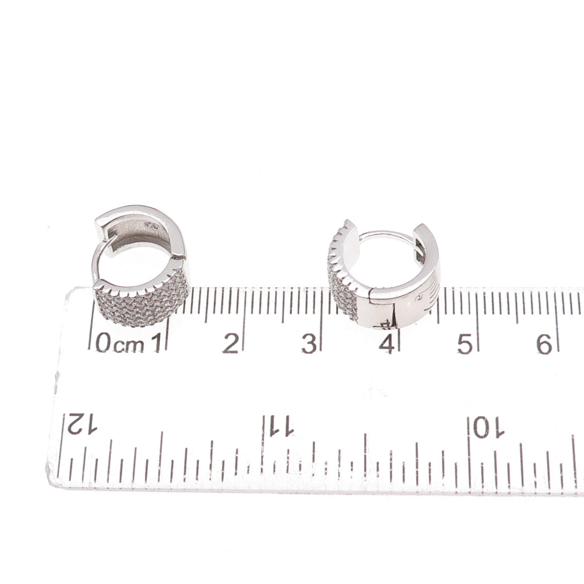 925 Sterling Silver Round-Cut C Z Hoop Earrings