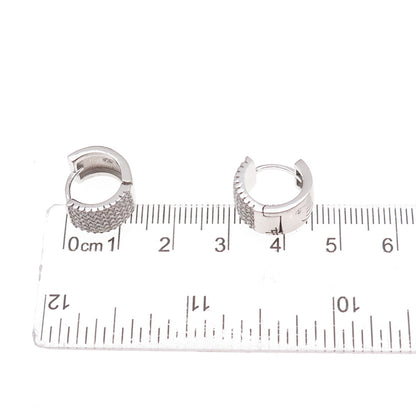 925 Sterling Silver Round-Cut C Z Hoop Earrings