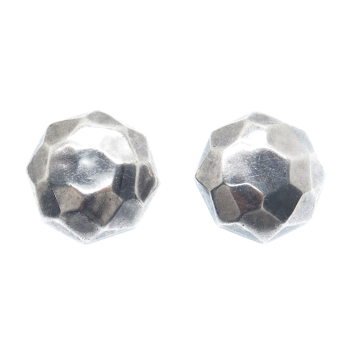 BARRA 925 Sterling Silver Vintage Hammered Modernist Clip On Earrings