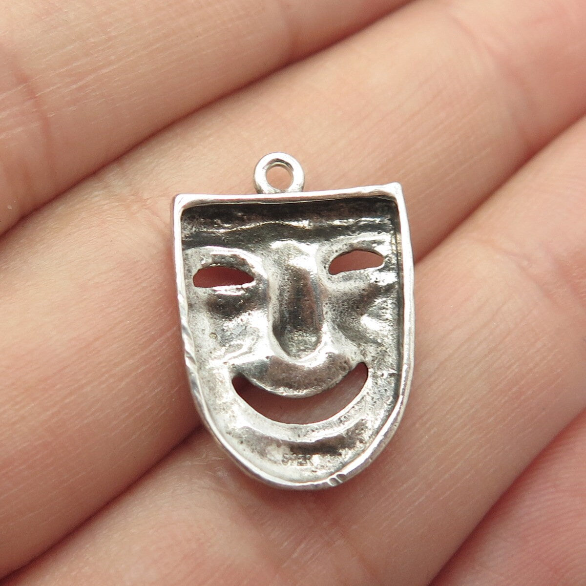 925 Sterling Silver Vintage Comedy Mask Charm Pendant