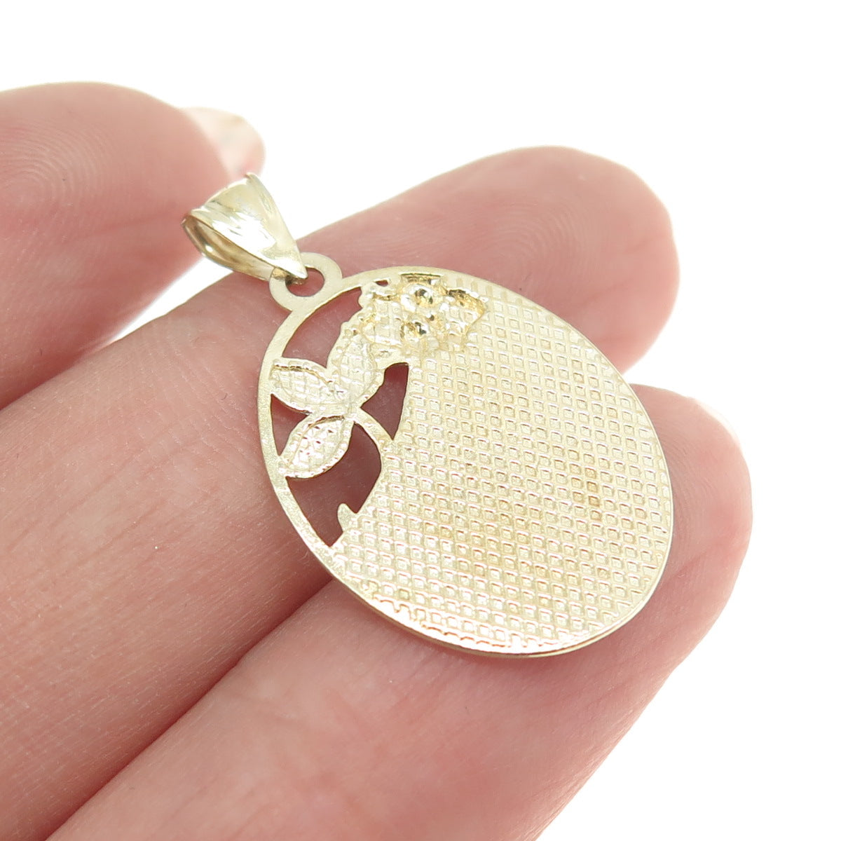 925 Sterling Silver 2-Tone "I Love Yoy" Floral Pendant