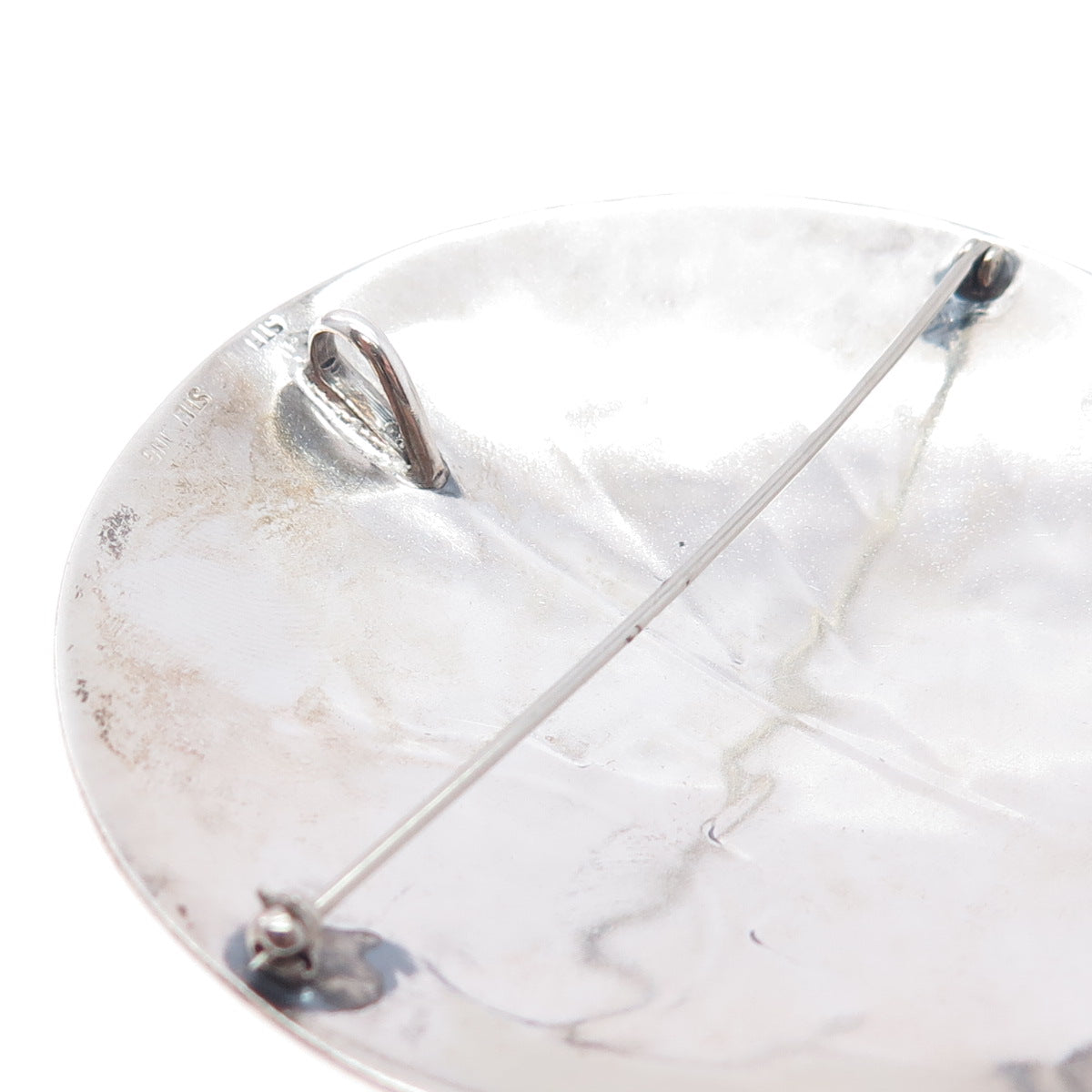 Old Pawn 925 Sterling Silver Vintage Southwestern Tribal Pin Brooch / Pendant