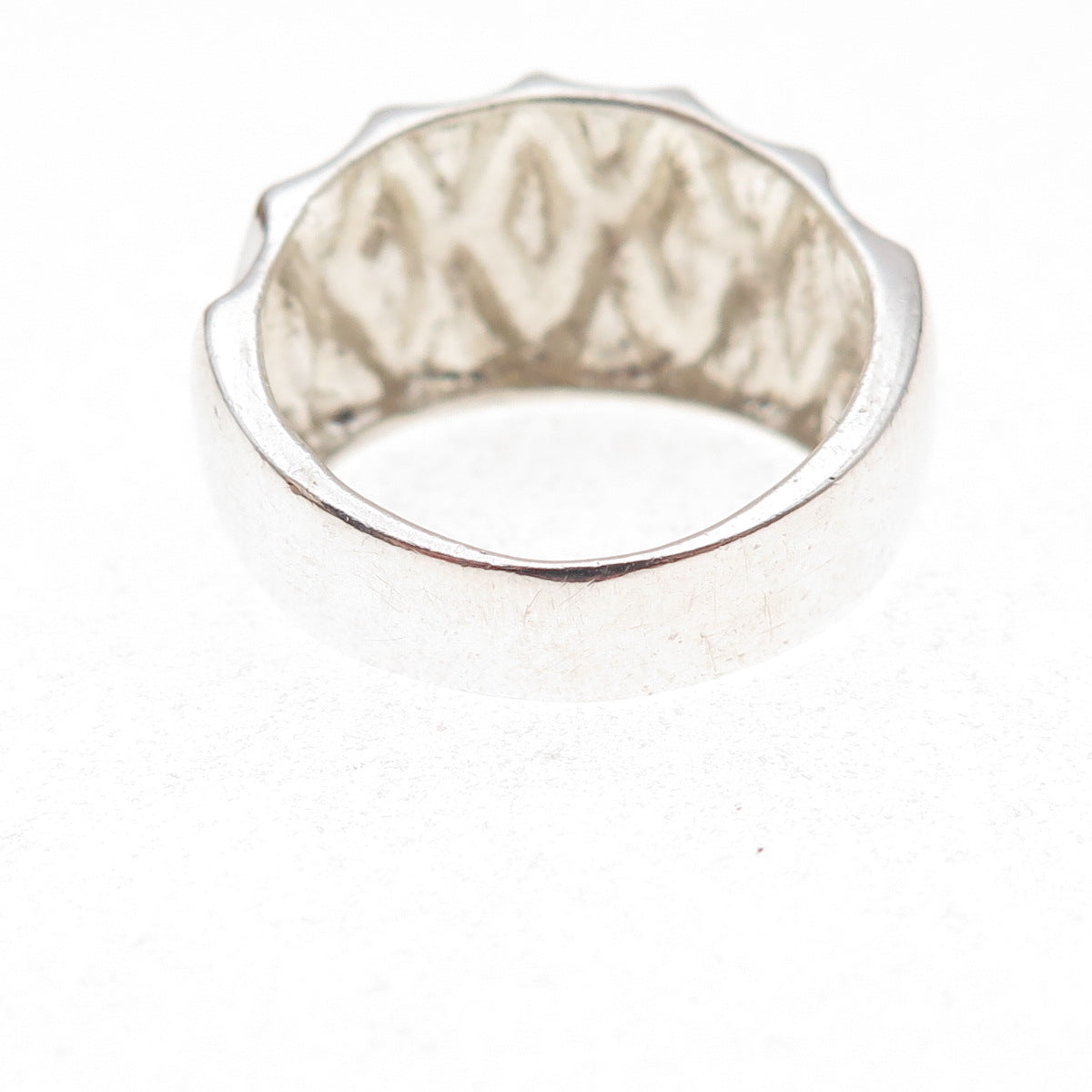 925 Sterling Silver Vintage Modernist Diamond-Shape Oxidized Ring Size 9