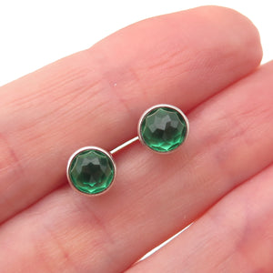 Pandora 925 Sterling Silver Green Crystal August Birthday Blooms Stud Earrings