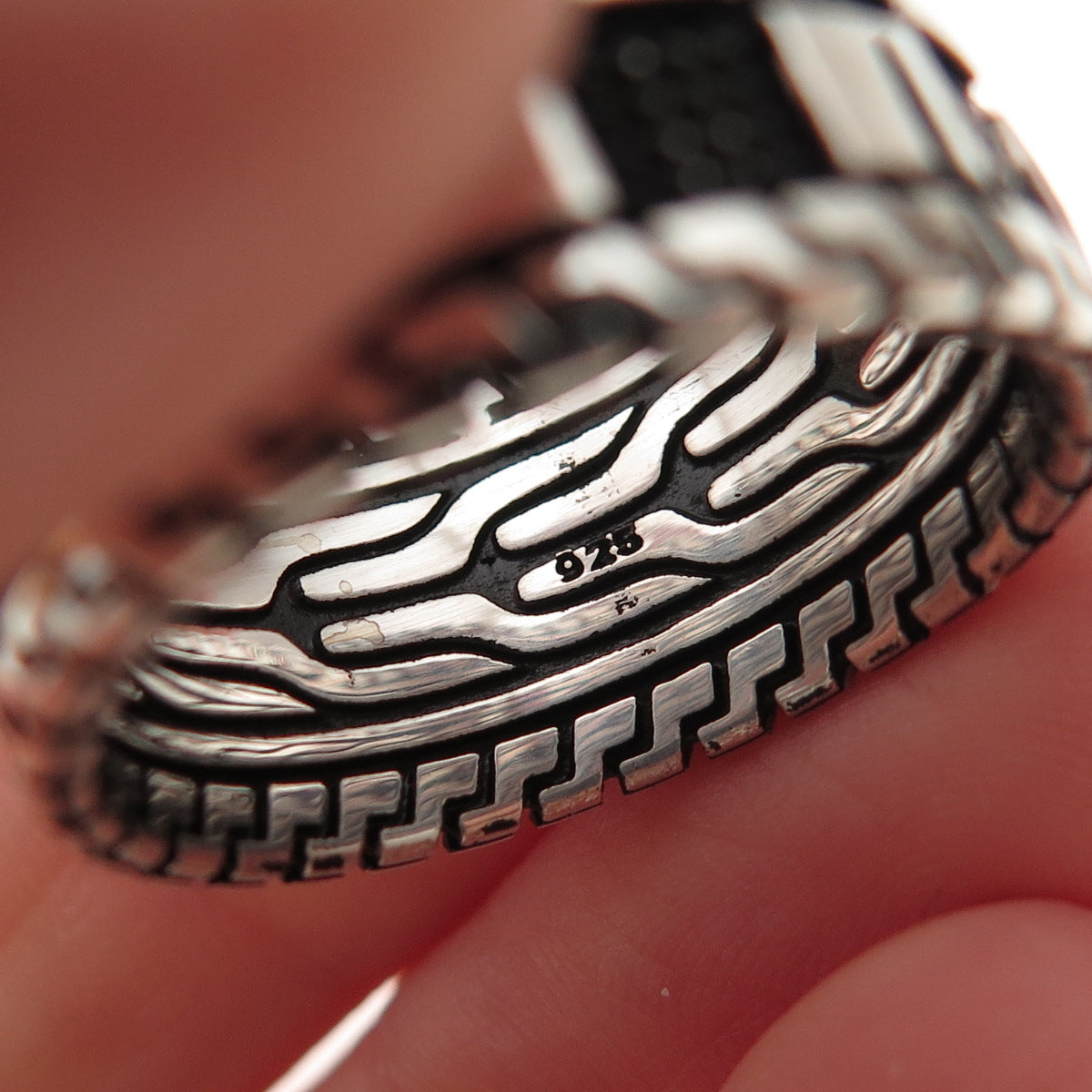 925 Sterling Silver Vintage Checkerboard Chess Band Ring Size 9.5