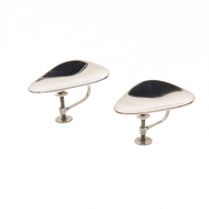 ORB Otto Robert Bade 925 Sterling Silver Vintage Modernist Screw Back Earrings