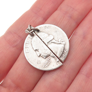 900 Silver Antique 1946 US Washington Quarter 2-Piece Coin Charm Pendant