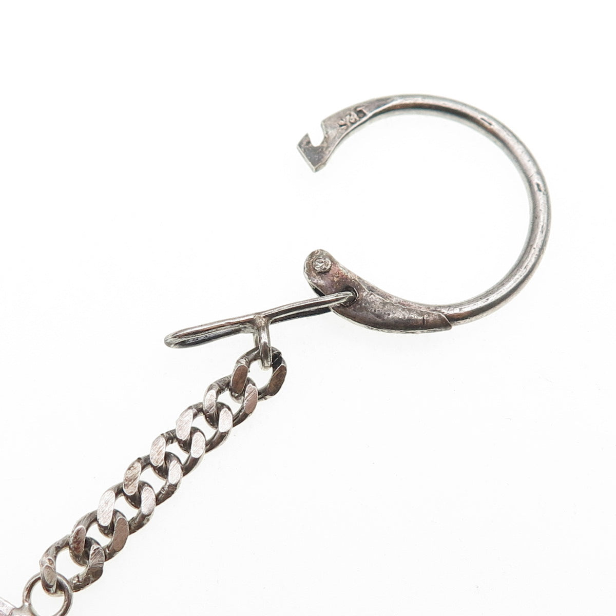 925 Sterling & 900 Coin Silver Antique 1888 Peru 1/5 Sol Key Fob Chain