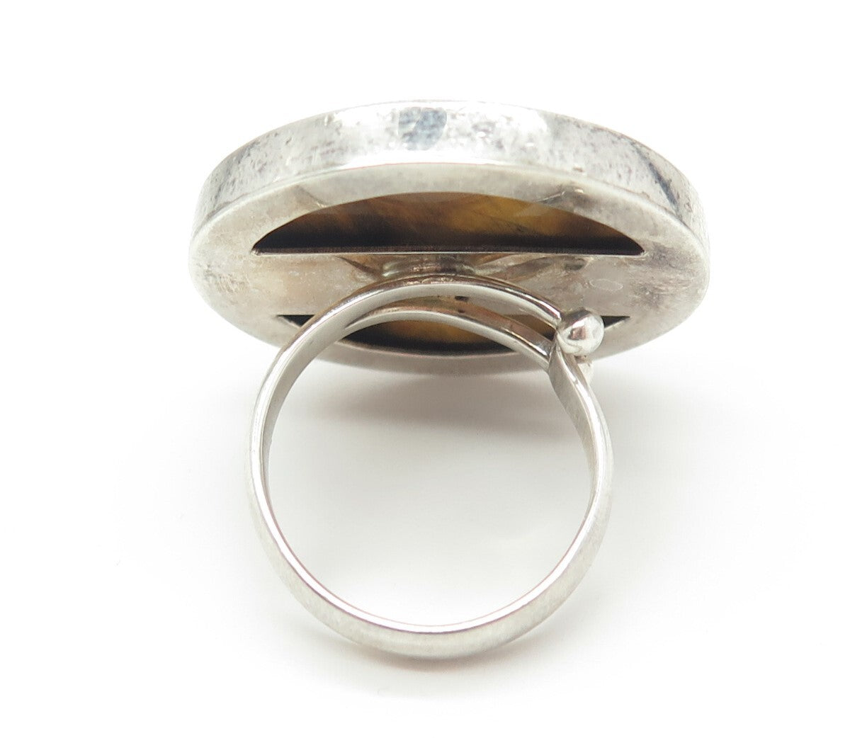 SAJEN 925 Sterling Silver Vintage Tiger Eye Citrine Chinese Coin Ring Size 8.25