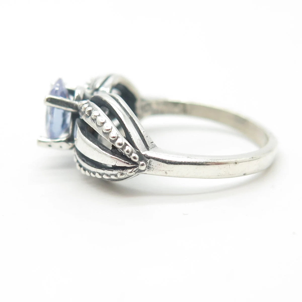 925 Sterling Silver Vintage Prairie Fire Lavender C Z Ring Size 6