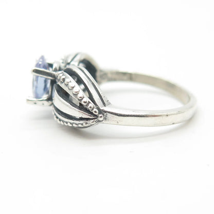 925 Sterling Silver Vintage Prairie Fire Lavender C Z Ring Size 6