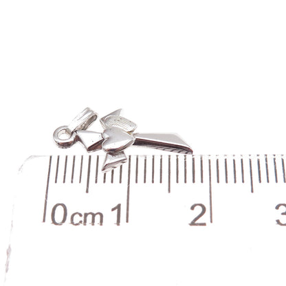 Tru-Kay 925 Sterling Silver Vintage Heart Couple Cross Charm Pendant