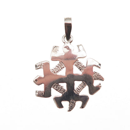 925 Sterling Silver Vintage Jerusalem Cross Oxidized Charm Pendant