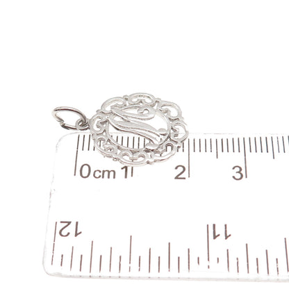 925 Sterling Silver Vintage Letter M initial Heart Ornate Mini Charm Pendant