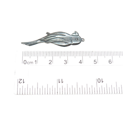 925 Sterling Silver Vintage Parrot Bird Oxidized Charm Pendant