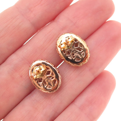 925 Sterling Silver Rose Gold Plated Real Round-Cut Diamond Earrings
