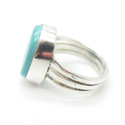 925 Sterling Silver Vintage Real Turquoise Gemstone Ring Size 6.5