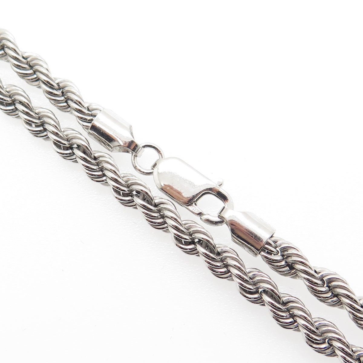 925 Sterling Silver Twisted Rope Chain Necklace 18"