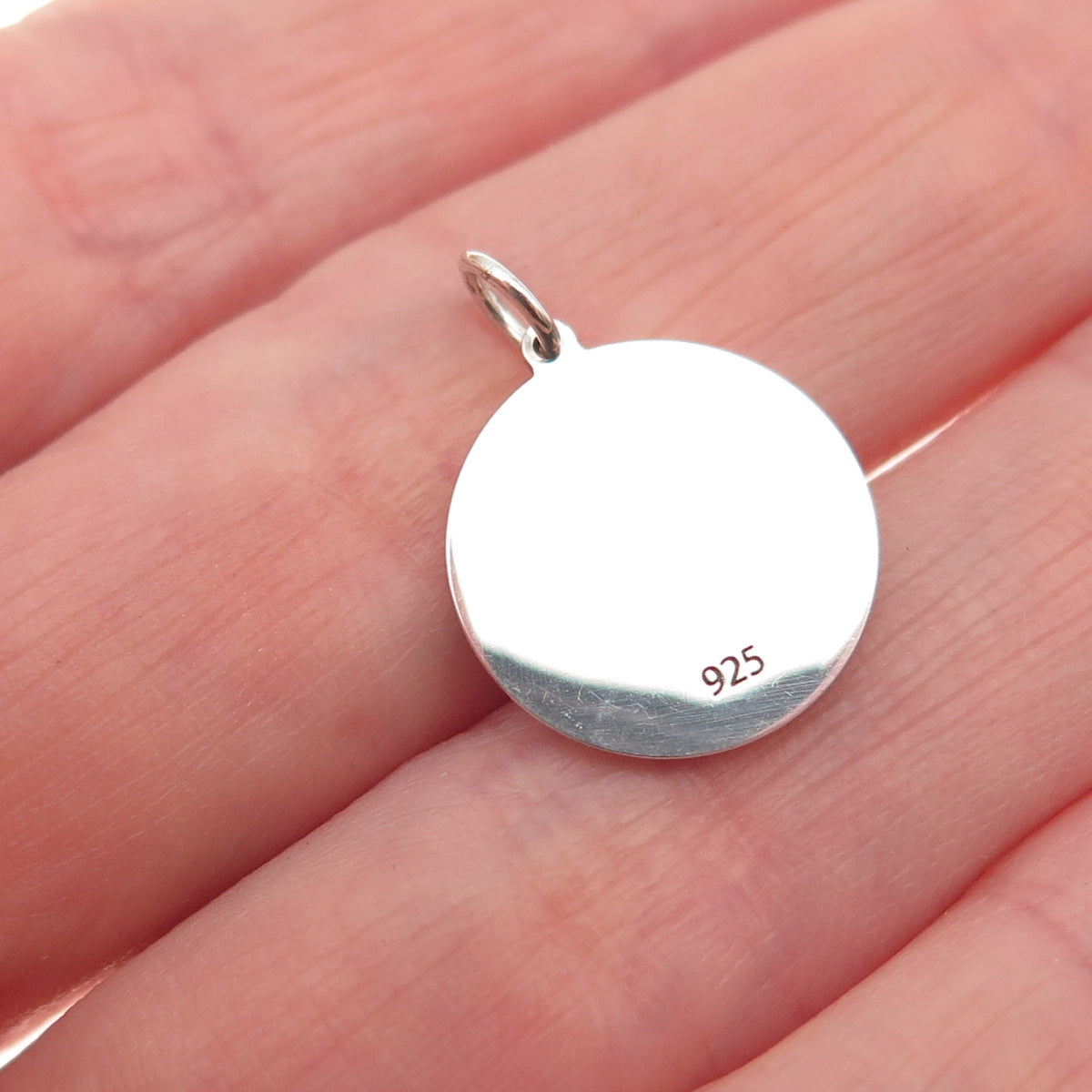 925 Sterling Silver Blue Enamel Star Round Tag Mini Charm Pendant