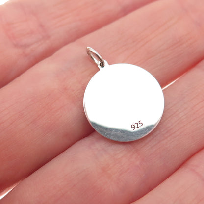 925 Sterling Silver Blue Enamel Star Round Tag Mini Charm Pendant