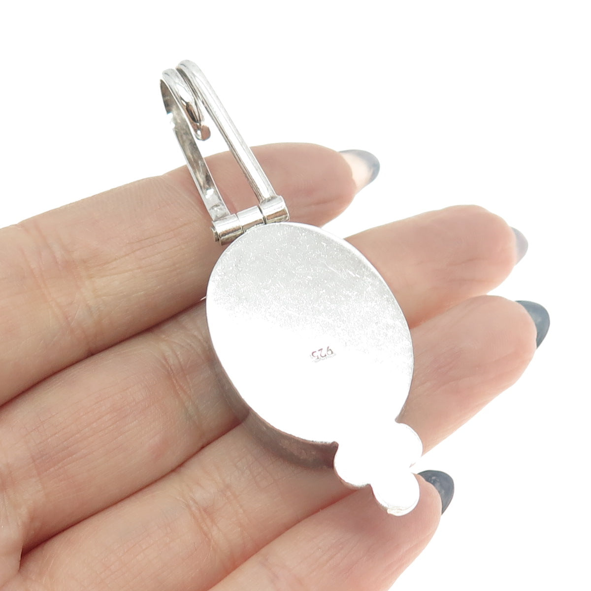 925 Sterling Silver Vintage Real Turquoise Modernist Pendant