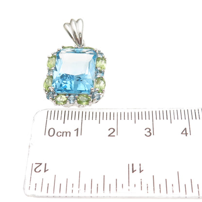 JACKSON HOLE 925 Sterling Silver Real Blue Topaz & Peridot Charm Pendant