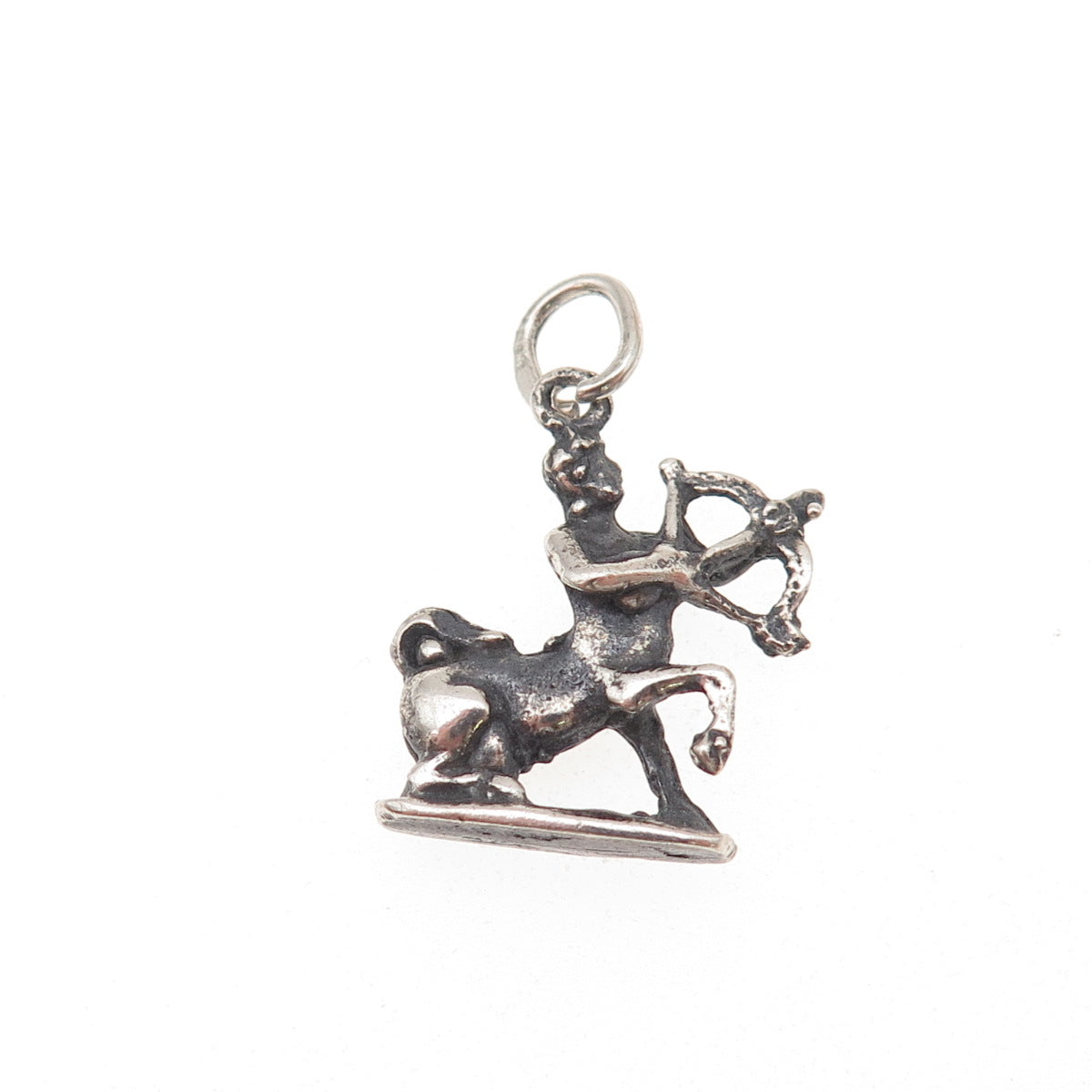 800 Silver Antique Art Deco Sagittarius Zodiac Sign Oxidized Charm Pendant
