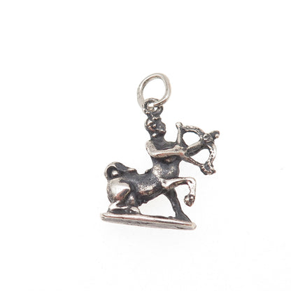 800 Silver Antique Art Deco Sagittarius Zodiac Sign Oxidized Charm Pendant