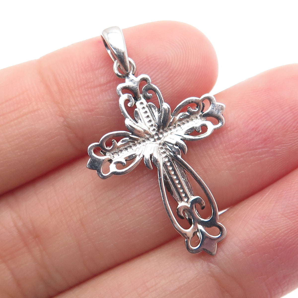 REGINA LANE 925 Sterling Silver Ornate Crucifix Cross Religious Pendant