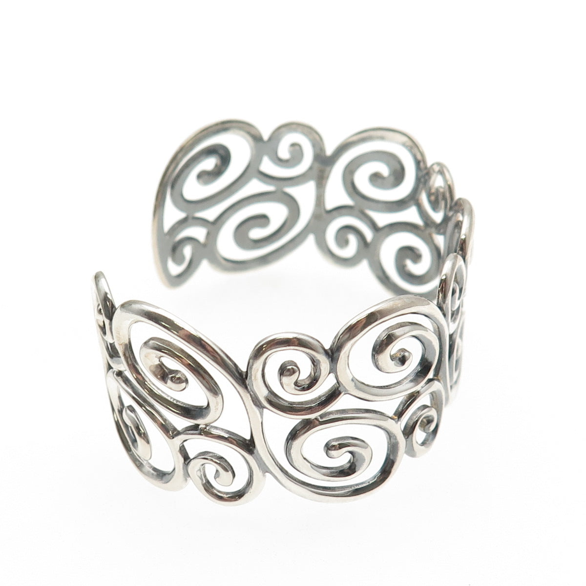 ROSS SIMONS Sterling Silver Vintage Modernist Swirl Adjustable Bracelet 6.75"