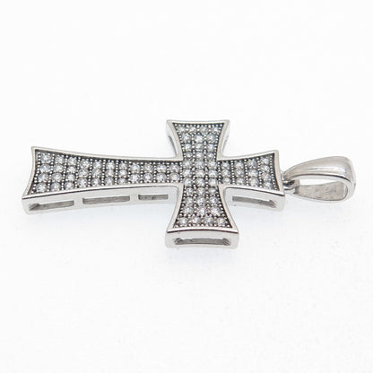 925 Sterling Silver Round-Cut C Z Cross Sparkle Pendant