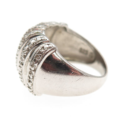 Ross Simons 925 Sterling Silver Real Round-Cut Diamond Ribbed Ring Size 6.25