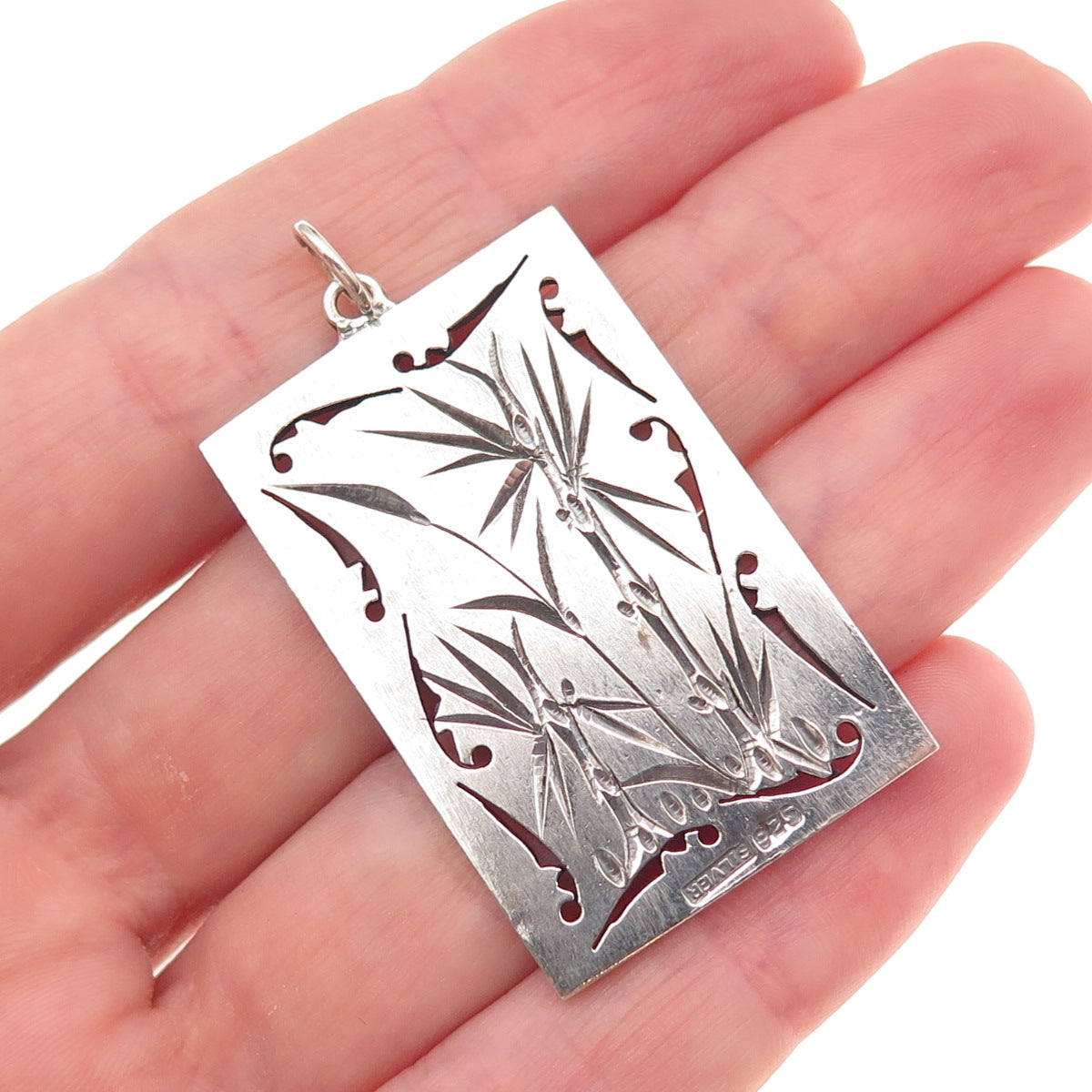925 Sterling Silver Vintage Chinese Character Good Fortune & Longevity Pendant