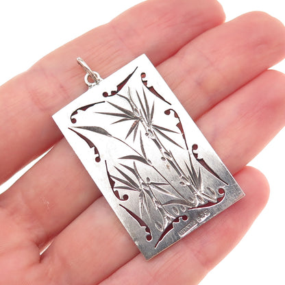 925 Sterling Silver Vintage Chinese Character Good Fortune & Longevity Pendant