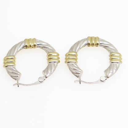 14K White & Yellow Gold Twisted Hoop Earrings