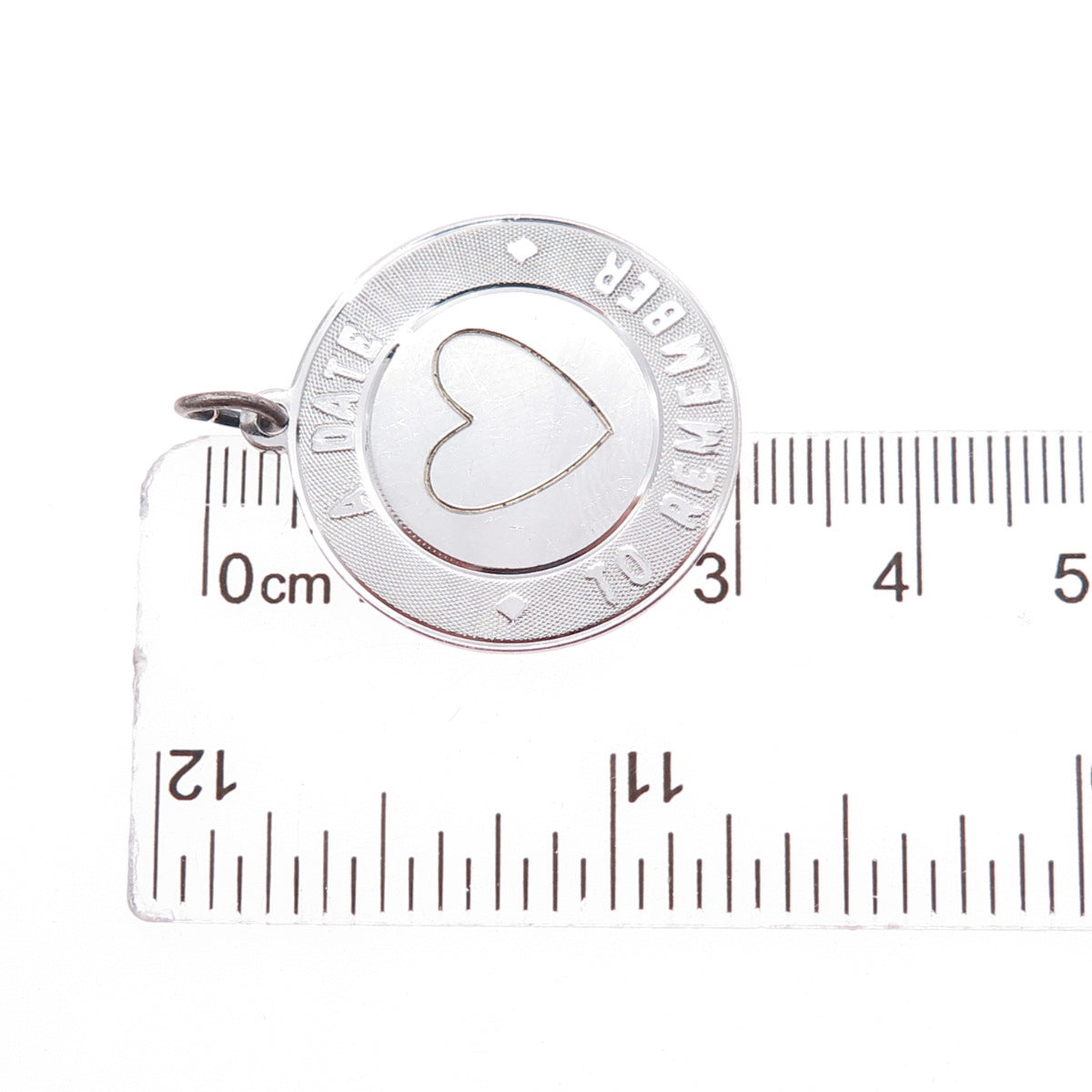 925 Sterling Silver Vintage A Date To Remember Heart Charm Pendant