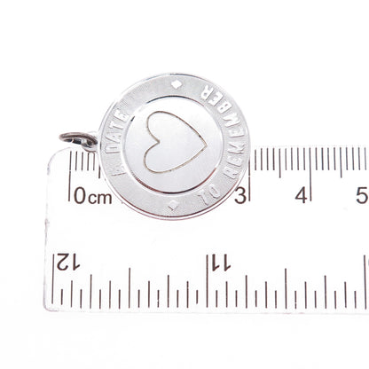 925 Sterling Silver Vintage A Date To Remember Heart Charm Pendant