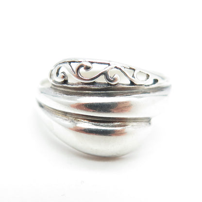 JEZLAINE 925 Sterling Silver Vintage Modernist Bypass Ring Size 7