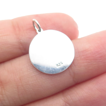 925 Sterling Silver Rose Enamel Ice Cream Round Cut Minimalist Charm Pendant