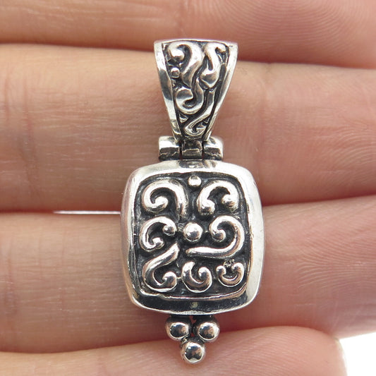 SX SALLY C 925 Sterling Silver Vintage Ornate Oxidized Pendant