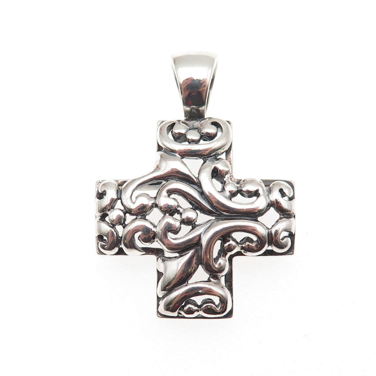 ATI Annika Witt 925 Sterling Silver Vintage Heart Ornate Cross Charm Pendant