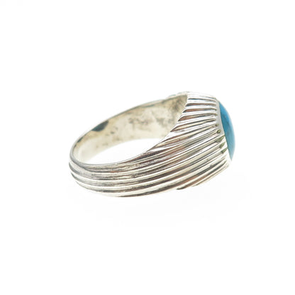 Old Pawn 925 Sterling Silver Vintage Southwestern Turquoise Tribal Ring Size 9