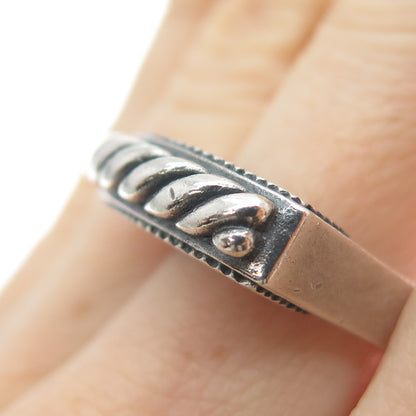 BRIGHTON 925 Sterling Silver Vintage Modernist Ribbed Oxidized Ring Size 7