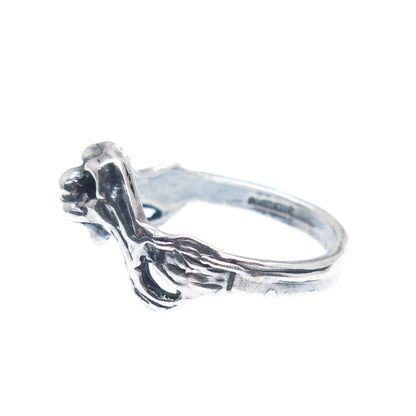925 Sterling Silver Vintage Dog Oxidized Ring Size 7